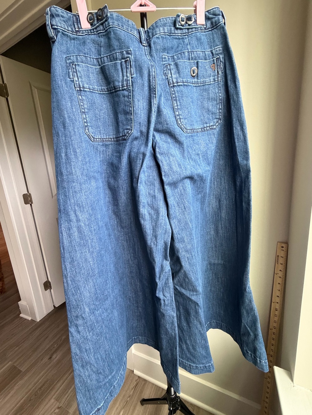Pilcro Wide-Leg Denim Skirt-Style Jeans in Light Blue - Picture 2 of 9